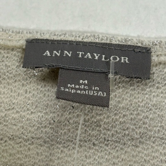 Ann Taylor Shimmery Cream Ribbed 3/4 Sleeve Blouse - Picture 11 of 14